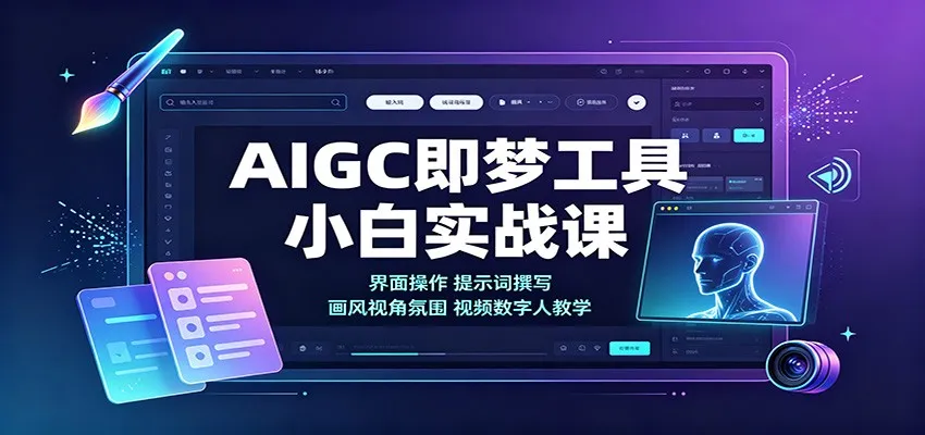AIGC即梦工具小白实战课：界面操作，提示词撰写，画风视角氛围视频数字人教学-梦帆创业网