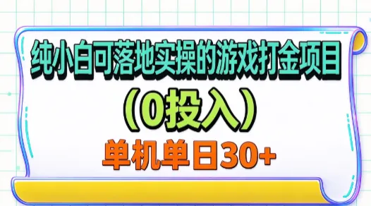 纯小白可落地实操的游戏打金项目（0投入）单机单号30+-梦帆创业网