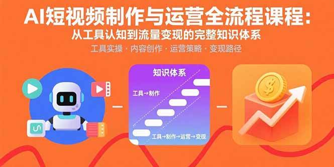 （15863期）AI短视频制作与运营全流程课程：从工具认知到流量变现的完整知识体系-梦帆创业网
