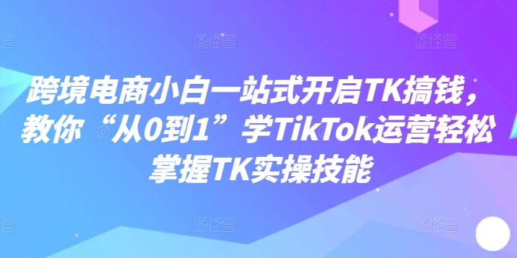 跨境电商小白一站式开启TK搞钱，教你“从0到1”学TikTok运营轻松掌握TK实操技能-梦帆创业网