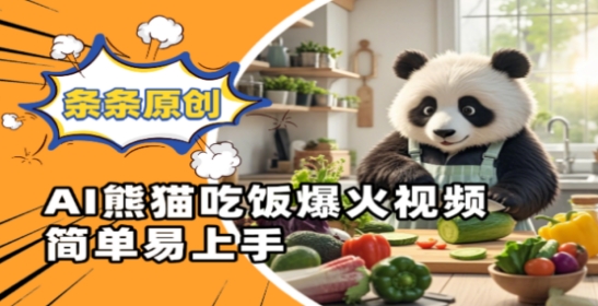 Ai熊猫吃饭爆火视频，条条原创，简单易上手-梦帆创业网