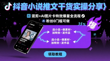 抖音小说推文干货实操分享，混剪+AI图片卡特效爆量全流程，0粉丝0门槛可做-梦帆创业网