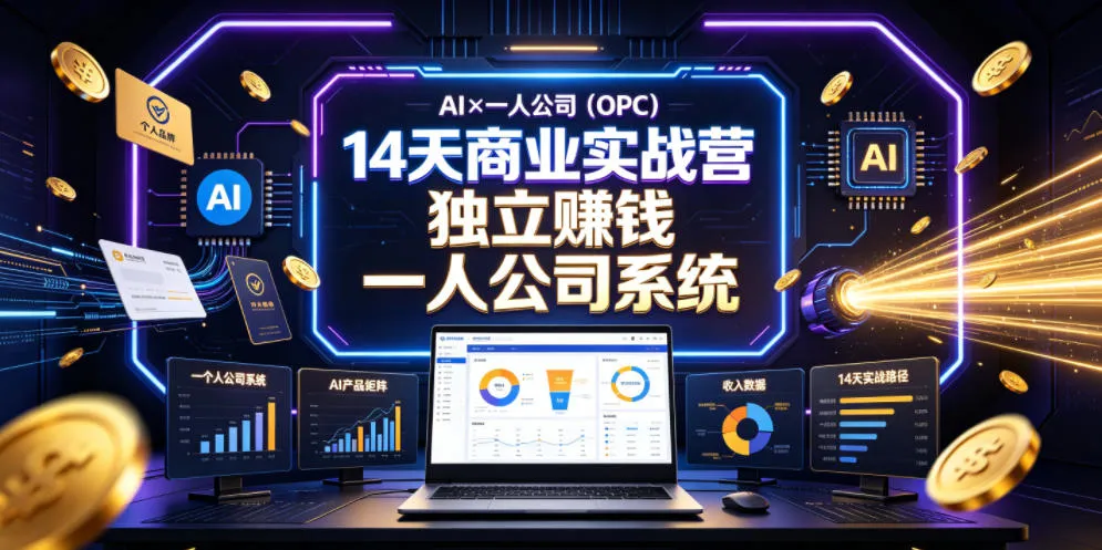 AI×一人公司（OPC）14天商业实战营，用AI帮你搭建一个属于你自己的、能独立賺钱的一人公司系统-梦帆创业网