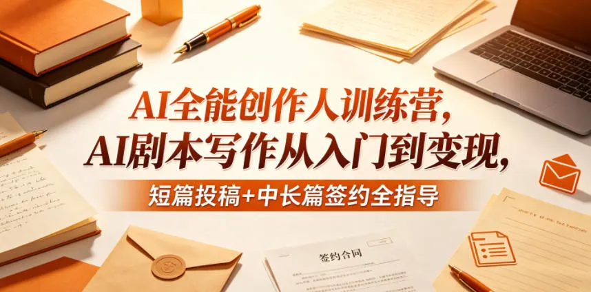 AI全能创作人训练营，AI剧本写作从入门到变现，短篇投稿+中长篇签约全指导-梦帆创业网