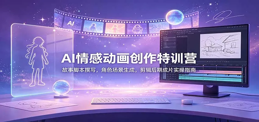 AI情感动画创作特训营：故事脚本撰写，角色场景生成，剪辑后期成片实操指南-梦帆创业网