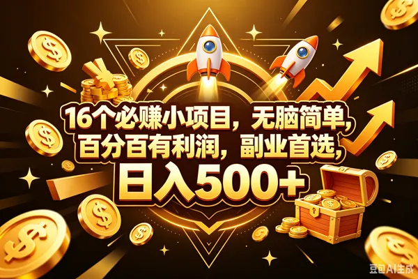 （18440期）16个必赚钱的小项目，百分百赚米，无脑简单，副业首选，日入300+-梦帆创业网