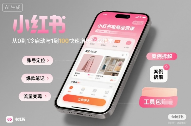 小红书电商运营课：从0到1冷启动与1到100快速增长实战教学-梦帆创业网
