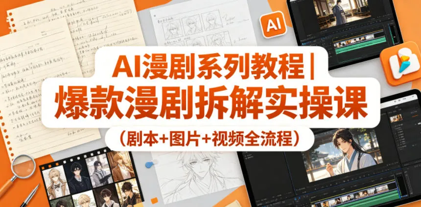 AI漫剧系列教程｜爆款漫剧拆解实操课（剧本+图片+视频全流程）-梦帆创业网