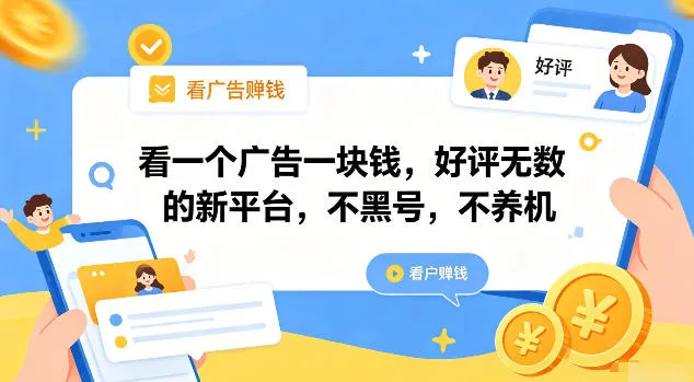看一个广告一块钱，好评无数的新平台，不黑号，不养机【揭秘】-梦帆创业网