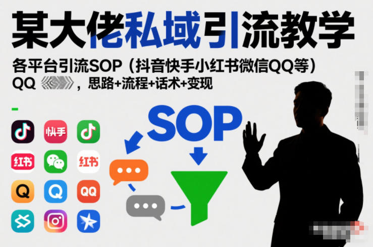 某大佬私域引流教学，各平台引流SOP（抖音快手小红书微信QQ等），思路+流程+话术+变现-梦帆创业网