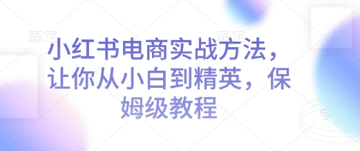 小红书电商实战方法，让你从小白到精英，保姆级教程-梦帆创业网