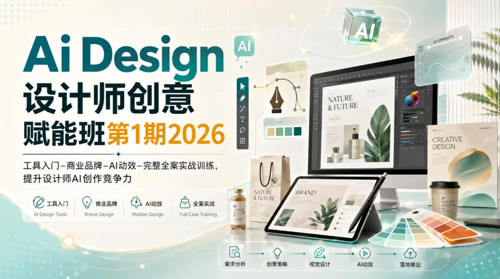 Ai Design设计师创意赋能班第1期2026｜工具入门‑商业品牌‑AI动效‑完整全案实战训练，提升设计师AI创作竞争力-梦帆创业网