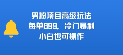 男粉项目高级玩法，每单899，冷门暴利，小白也可操作-梦帆创业网
