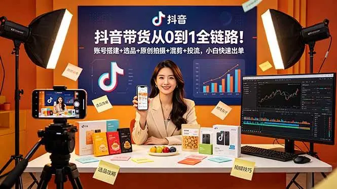 （18963期）抖音带货从0到1全链路！账号搭建+选品+原创拍摄+混剪+投流，小白快速出单-梦帆创业网