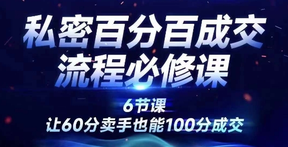 私密百分百成交流程线上训练营，绝对成交，让60分卖手也能100分成交-梦帆创业网