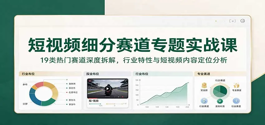 短视频细分赛道专题实战课：19类热门赛道深度拆解，行业特性与短视频内容定位分析-梦帆创业网