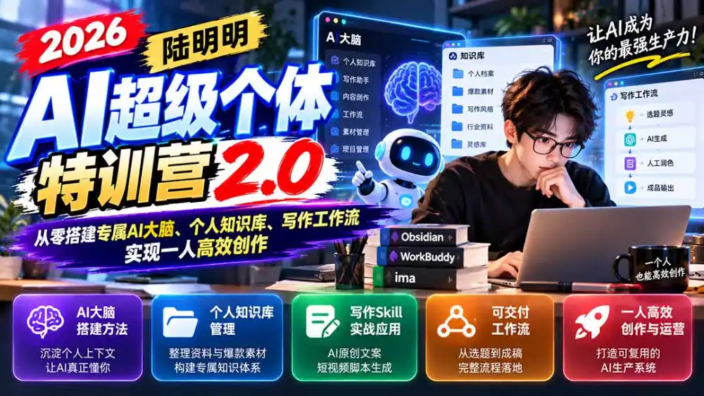 2026AI超级个体特训营2.0：从零搭建专属AI大脑、个人知识库、写作工作流，实现一人高效创作-梦帆创业网