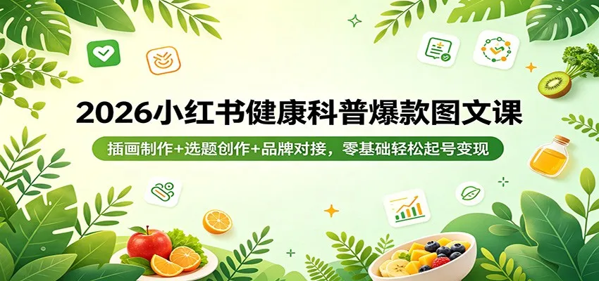 2026小红书健康科普爆款图文课：插画制作+选题创作+品牌对接，零基础轻松起号变现-梦帆创业网