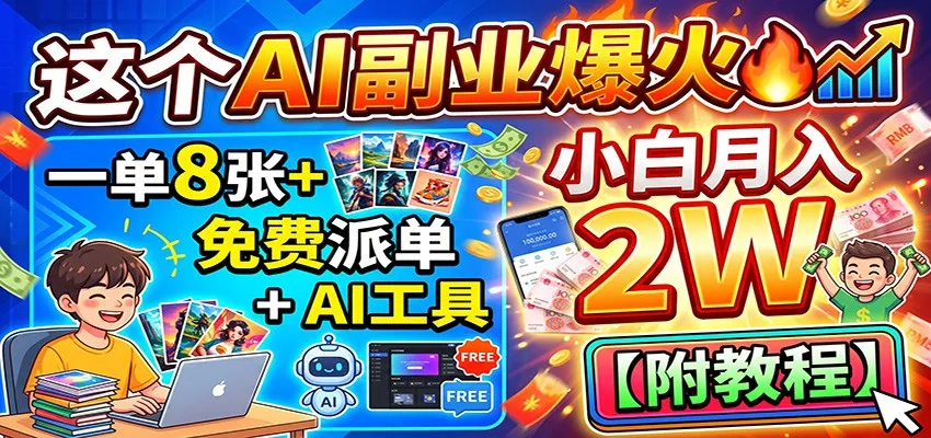 这个AI副业爆火！一单8张+，免费派单+AI工具，小白月入2W【附教程】-梦帆创业网