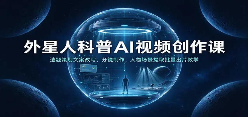 外星人科普AI视频创作课：选题策划文案改写，分镜制作，人物场景提取批量出片教学-梦帆创业网