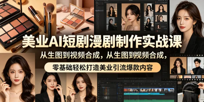 美业AI短剧漫剧制作实战课，从生图到视频合成，零基础轻松打造美业引流爆款内容-梦帆创业网