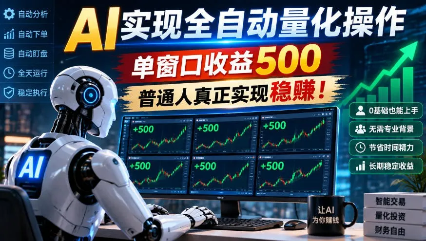 AI实现全自动量化，单窗口月入收益500，别嫌收益少，靠谱最重要！-梦帆创业网