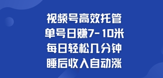 视频号高效托管，单号日赚7-10米，每日轻松几分钟，睡后收入自动涨-梦帆创业网