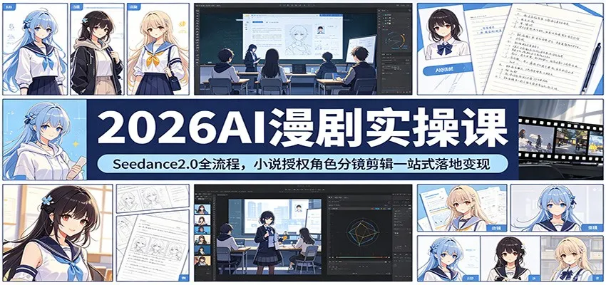 2026AI漫剧实操课：Seedance2.0全流程，小说授权角色分镜剪辑一站式落地变现-梦帆创业网