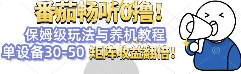 番茄畅听0撸，保姆级玩法与养机教程单设备30-50，矩阵收益翻倍-梦帆创业网