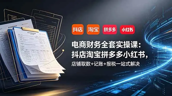 （19001期）电商财务全套实操课：抖店淘宝拼多多小红书，店铺取数+记账+报税一站式解决-梦帆创业网