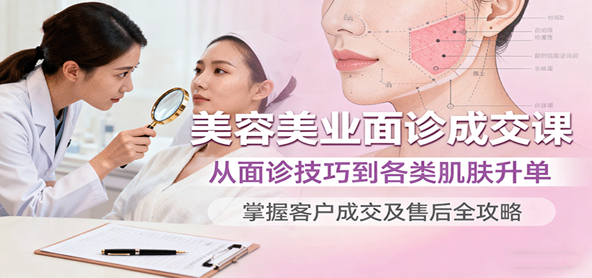 美容美业面诊成交课，从面诊技巧到各类肌肤升单，掌握客户成交及售后全攻略-梦帆创业网