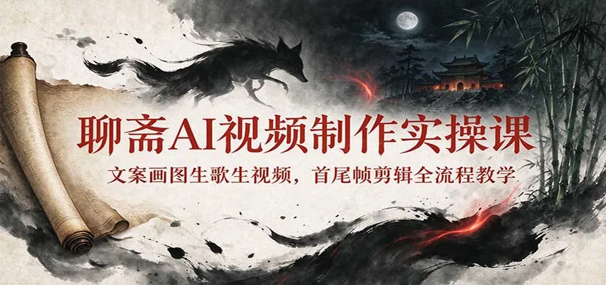 聊斋AI视频制作实操课：文案画图生歌生视频，首尾帧剪辑全流程教学-梦帆创业网