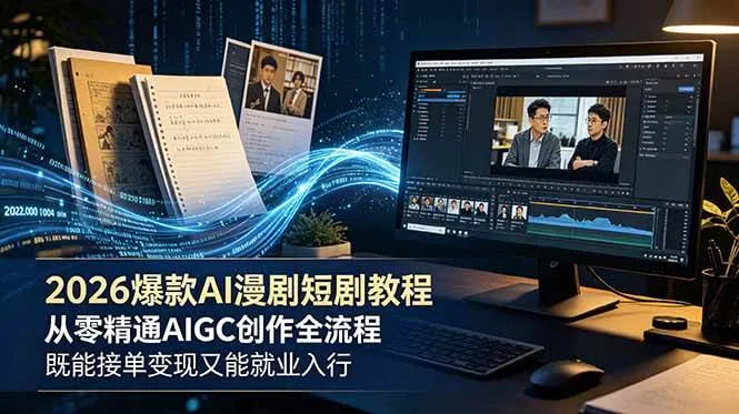 （18980期）2026 爆款 AI 漫剧短剧教程 从零精通 AIGC 创作全流程 既能接单变现又能就业入行-梦帆创业网
