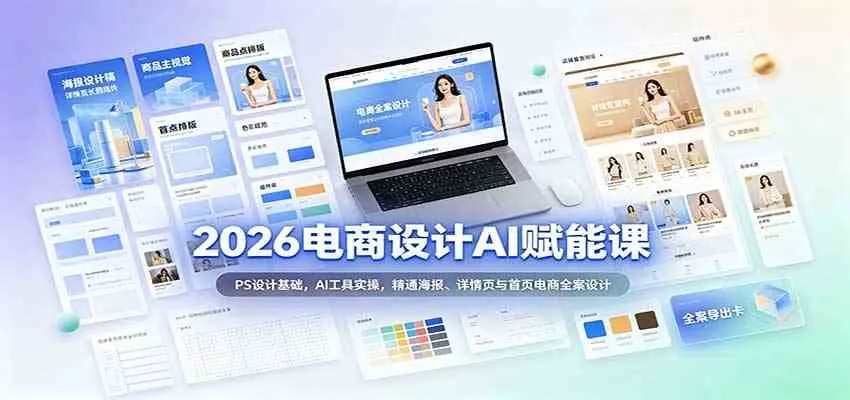 2026电商设计AI赋能课：PS设计基础，AI工具实操，精通海报、详情页与首页电商全案设计-梦帆创业网