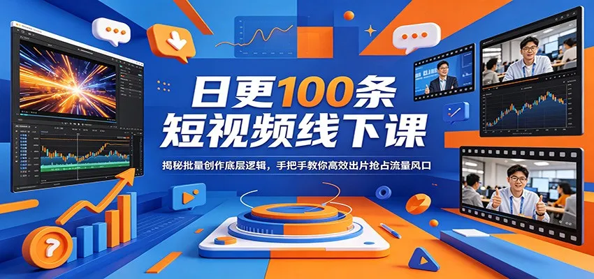 日更100条短视频线下课：揭秘批量创作底层逻辑，手把手教你高效出片抢占流量风口-梦帆创业网