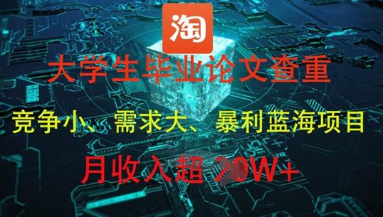 大学生毕业论文查重，暴利蓝海项目，月收入过1W+-梦帆创业网