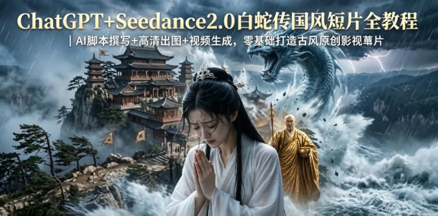 ChatGPT+Seedance2.0白蛇传国风短片全教程｜AI脚本撰写+高清出图+视频生成，零基础打造古风原创影视短片-梦帆创业网