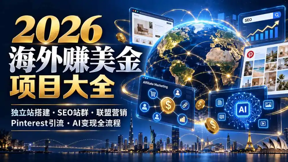 2026海外赚美金项目大全：独立站搭建、SEO站群、联盟营销、Pinterest引流与AI变现全流程-梦帆创业网