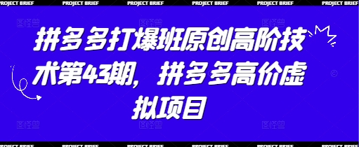 拼多多打爆班原创高阶技术第43期，拼多多高价虚拟项目-梦帆创业网
