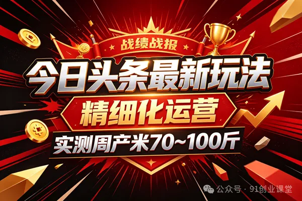 今日头条最新玩法，精细化运营，躺米，实测周产米 70~100 斤，兔米橡木，全新躺.zhuan模式-梦帆创业网
