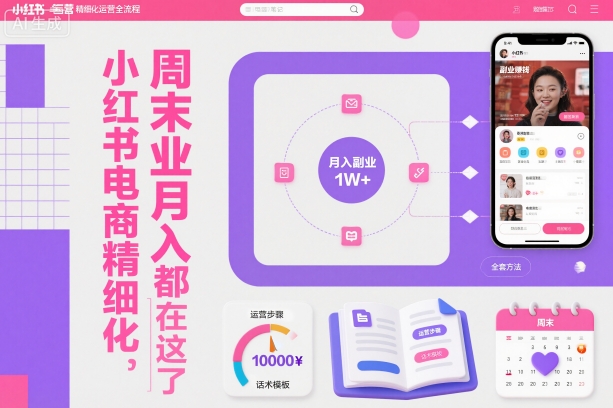 小红书电商精细化运营全流程，周末副业月入1W+，全套方法都在这了-梦帆创业网