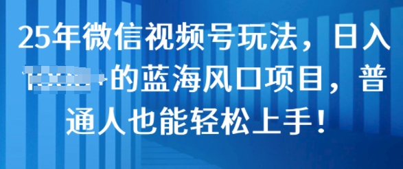 25年微信视频号玩法，日入几张的蓝海风口项目，普通人也能轻松上手!-梦帆创业网