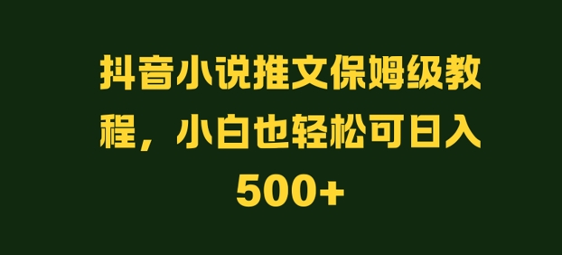 抖音小说推文保姆级教程，小白也轻松可日入500+-梦帆创业网