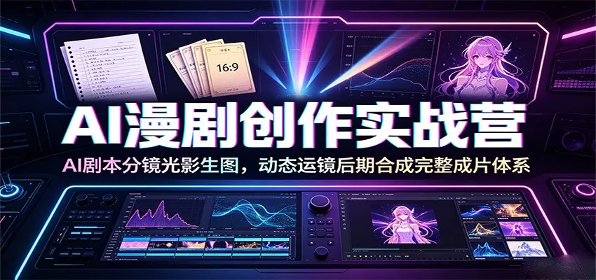 AI漫剧创作实战营：AI剧本分镜光影生图，动态运镜后期合成完整成片体系-梦帆创业网