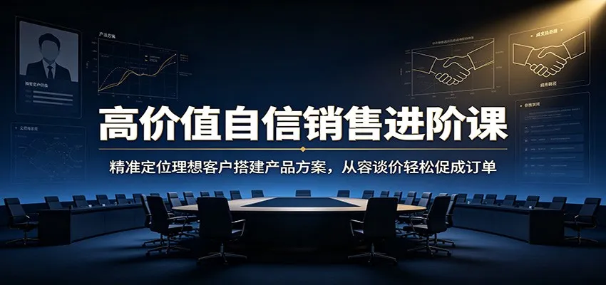 高价值自信销售进阶课：精准定位理想客户搭建产品方案，从容谈价轻松促成订单-梦帆创业网