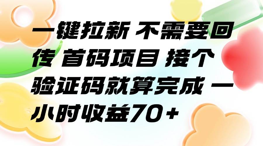 （15588期）一键拉新 不需要回传 首码项目 接个验证码就算完成 一小时收益70+-梦帆创业网