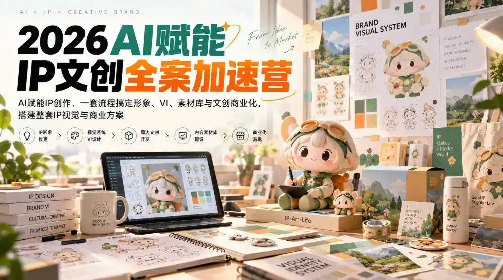 2026AI赋能ip文创全案加速营，AI赋能IP创作，一套流程搞定形象、VI、素材库与文创商业化，搭建整套IP视觉与商业方案-梦帆创业网