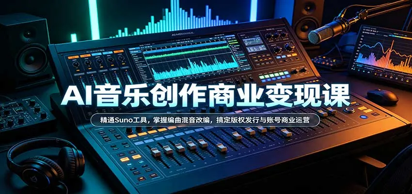 AI音乐创作商业变现课:精通Suno工具,掌握编曲混音改编,搞定版权发行与账号商业运营 AI音乐创作商业变现课:精通Suno工具,掌握编曲混音改编,搞定版权发行与账号商业运营