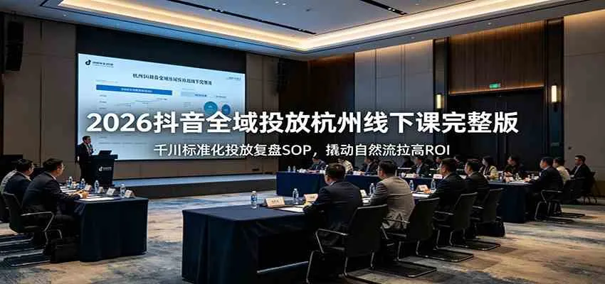 2026抖音全域投放杭州线下课完整版：千川标准化投放复盘SOP，撬动自然流拉高ROI-梦帆创业网