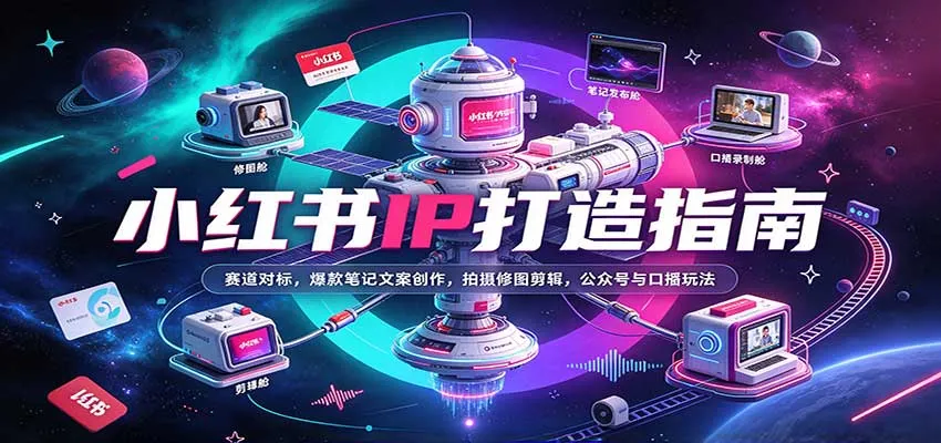 小红书IP打造指南：赛道对标，爆款笔记文案创作，拍摄修图剪辑，公众号与口播玩法-梦帆创业网